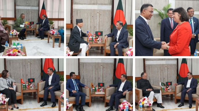 প্রধানমন্ত্রী তারেক রহমানের সঙ্গে বিভিন্ন দেশের উচ্চপর্যায়ের প্রতিনিধিরা সৌজন্য সাক্ষাৎ